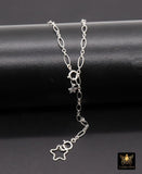 925 Sterling Silver Oval Rolo Bar Necklace, Adjustable 14 K Gold Filled Lariat Choker, Long Short Bar Charm Necklace