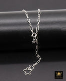 925 Sterling Silver Oval Rolo Bar Necklace, Adjustable 14 K Gold Filled Lariat Choker, Long Short Bar Charm Necklace, Double Clasps Necklace