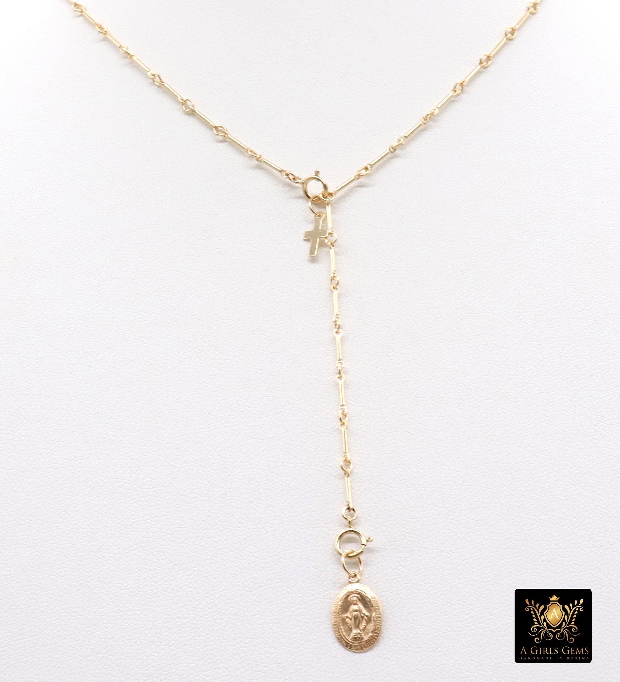 925 Sterling Silver Long Bar Necklace, Adjustable 14 K Gold Filled Bar Chain Lariat Choker, Long Bar Charms Necklace