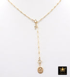 925 Sterling Silver Long Bar Necklace, Adjustable 14 K Gold Filled Bar Chain Lariat Choker, Long Bar Charms Necklace