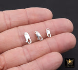 925 Sterling Silver Lobster Clasps, Long Clasp Findings # 520, Sizes 8