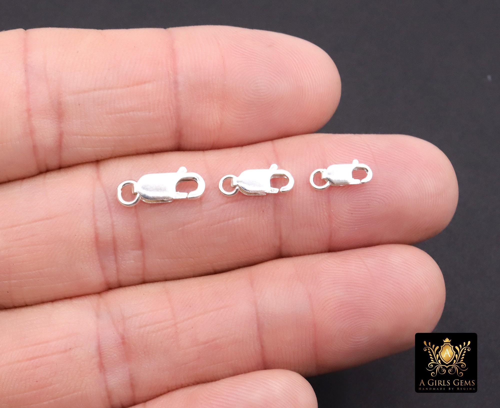 925 Sterling Silver Lobster Clasps, Long Clasp Findings # 520, Sizes 8