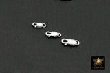 925 Sterling Silver Lobster Clasps, Long Clasp Findings # 520, Sizes 8
