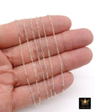 14 K Gold Filled Bar Mixed Metal Chain, 1.6 mm Two Tone 925 Sterling Silver Cable CH# 966, 4.8 mm Unfinished Long and Short