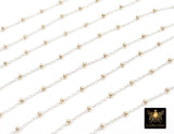 14 K Gold Filled Two Tone Satellite Chains, 925 Sterling Silver Mixed Metal 2.3 mm Beaded Fancy 1.4 mm Cable Chains CH# 967, By The Foot