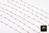 14 K Gold Filled Two Tone Satellite Chains, 925 Sterling Silver Mixed Metal 2.3 mm Beaded Fancy 1.4 mm Cable Chains CH# 967, By The Foot