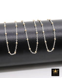 14 K Gold Filled Two Tone Satellite Chains, 925 Sterling Silver Mixed Metal 2.3 mm Beaded Fancy 1.4 mm Cable Chains CH# 967, By The Foot