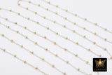 14 K Gold Filled Two Tone Satellite Chains, 925 Sterling Silver Mixed Metal 2.3 mm Beaded Fancy 1.4 mm Cable, By The Foot
