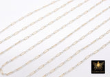 14 K Gold Filled Bar Mixed Metal Chain, 1.6 mm Two Tone 925 Sterling Silver Cable, 4.8 mm Unfinished Long and Short, By the Foot