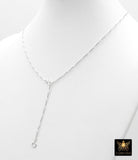 925 Sterling Silver Long Bar Necklace, Adjustable 14 K Gold Filled Bar Chain Lariat Choker, Long Bar Charms Necklace