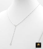 925 Sterling Silver Long Bar Necklace, Adjustable 14 K Gold Filled Bar Chain Lariat Choker, Long Bar Charms Necklace