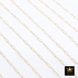 14 K Gold Filled Bar Mixed Metal Chain, 4.8 mm Corrugated Two Tone 925 Sterling Silver, 1.6mm Texture Long Short Chain, By the Foot