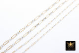14 K Gold Filled Bar Mixed Metal Chain, 1.6 mm Two Tone 925 Sterling Silver Cable CH# 897, 4.8 mm or 6.5mm