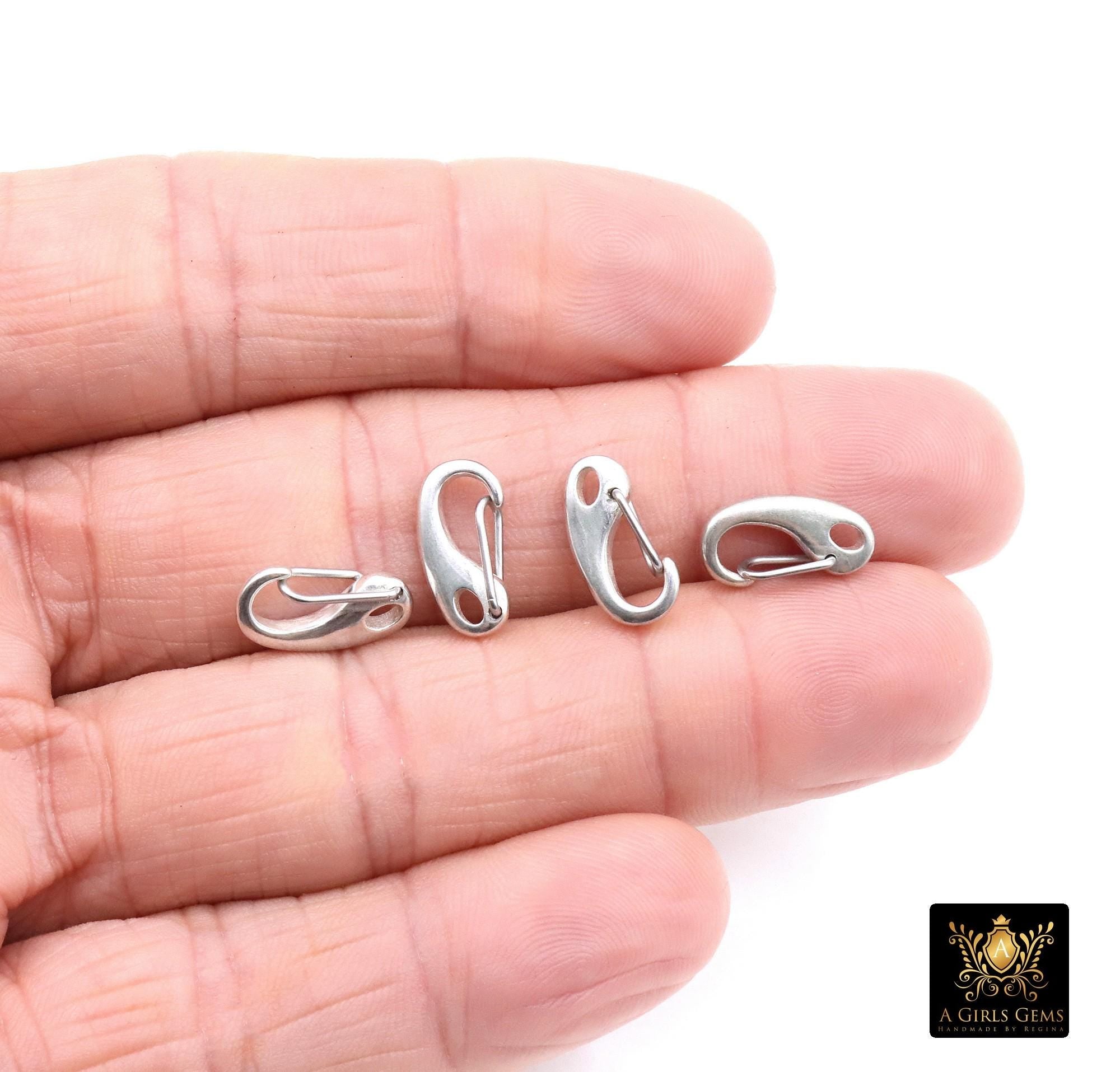 925 Sterling Silver Oval Push Clasp, 7 x 14 mm Silver Spring Clip # 2256, Clip Connector Findings