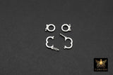 925 Sterling Silver Round Push Clip, 9 mm Silver Small Clips # 2258, Snap Closed Jump Ring Connectors