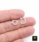 925 Sterling Silver Round Push Clip, 9 mm Silver Small Clips # 2258, Snap Closed Jump Ring Connectors