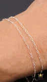 14 K Gold Filled Bar Mixed Metal Chain, 1.6 mm Textured Two Tone 925 Sterling Silver CH# 900, 4.8 mm Texture Long Short Chain