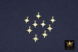 14 K Gold Filled Star Charms, 10 mm Starburst Charms # 3683, 7 mm Small Dainty Starburst Charms