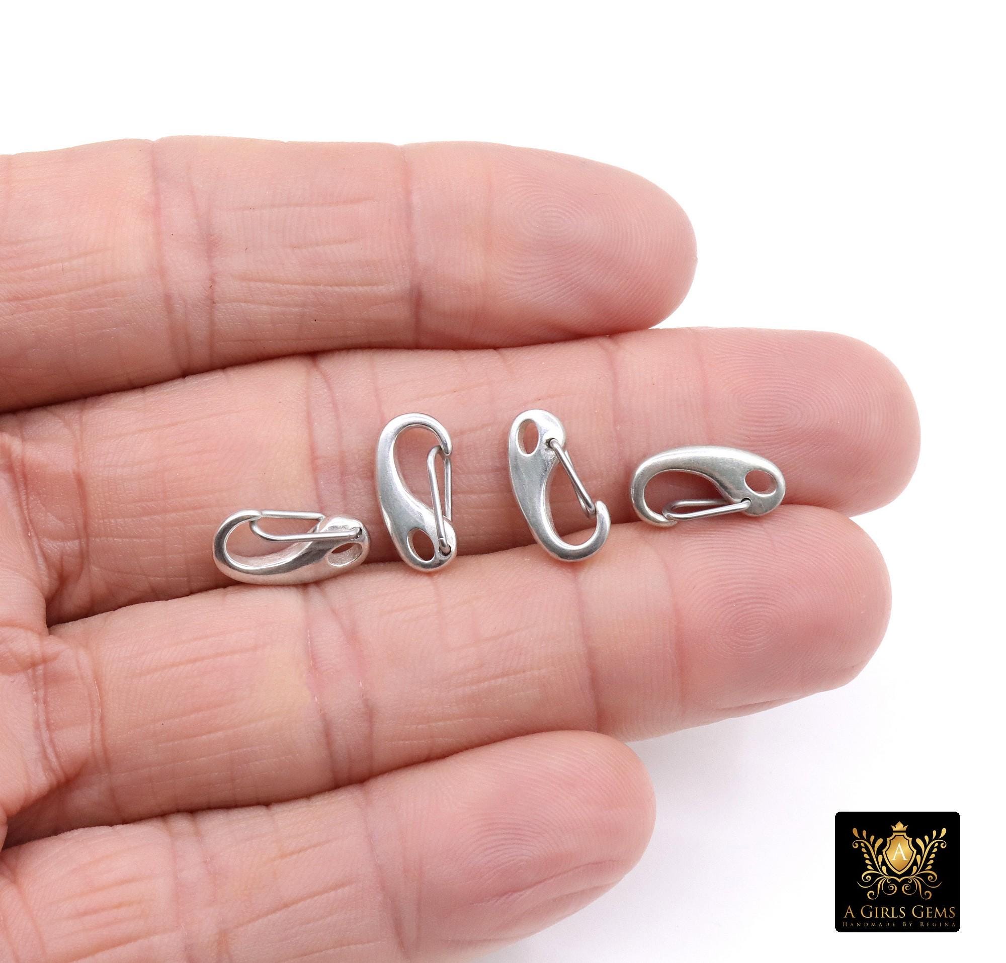 925 Sterling Silver Oval Push Clasp, 7 x 14 mm Silver Spring Clip # 2256, Clip Connector Findings