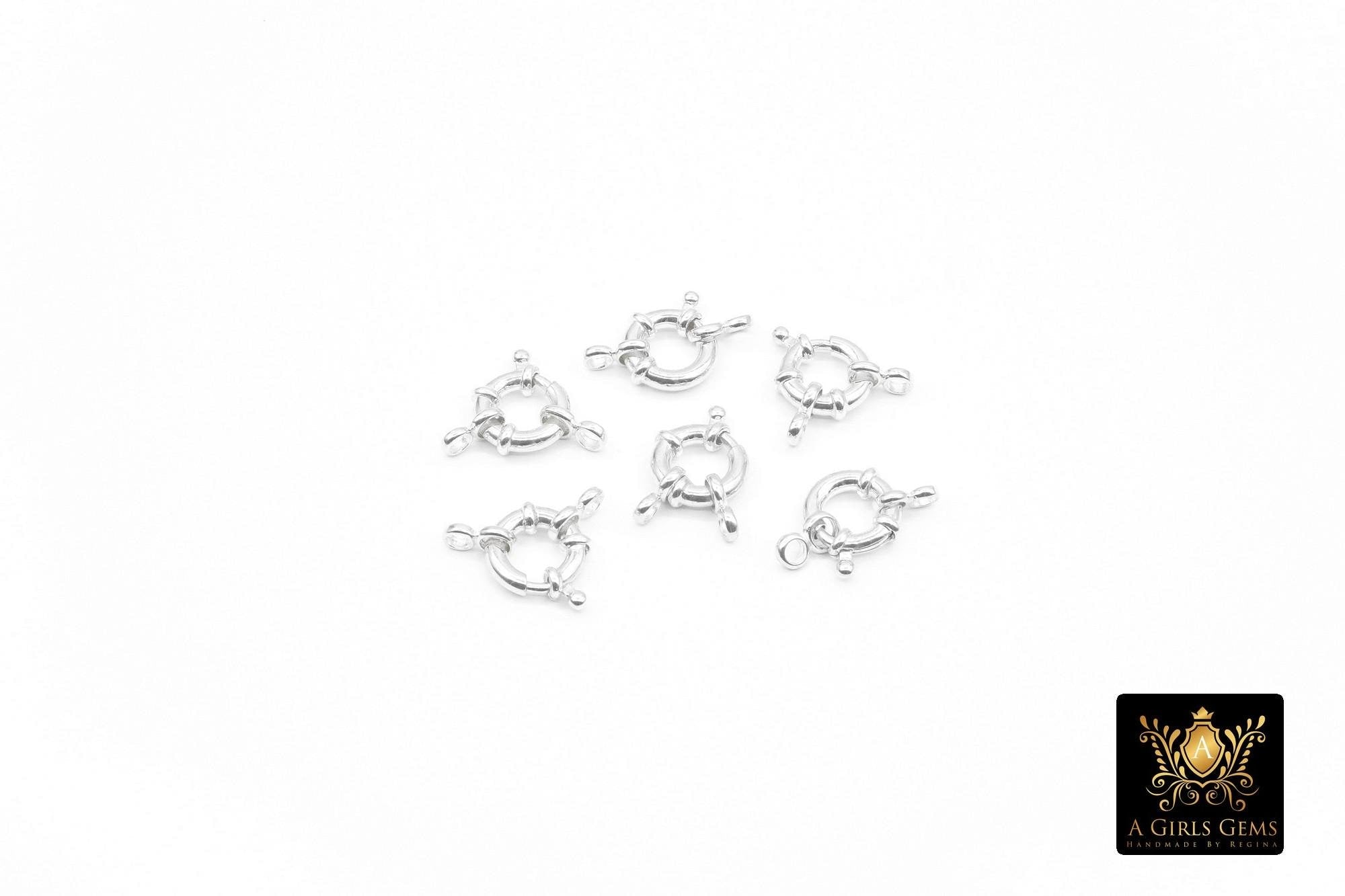 925 Sterling Silver Spring Ring Clasps, 11 mm Bolt Clasp # 2534, Thick 3.4 mm Sailor Clips