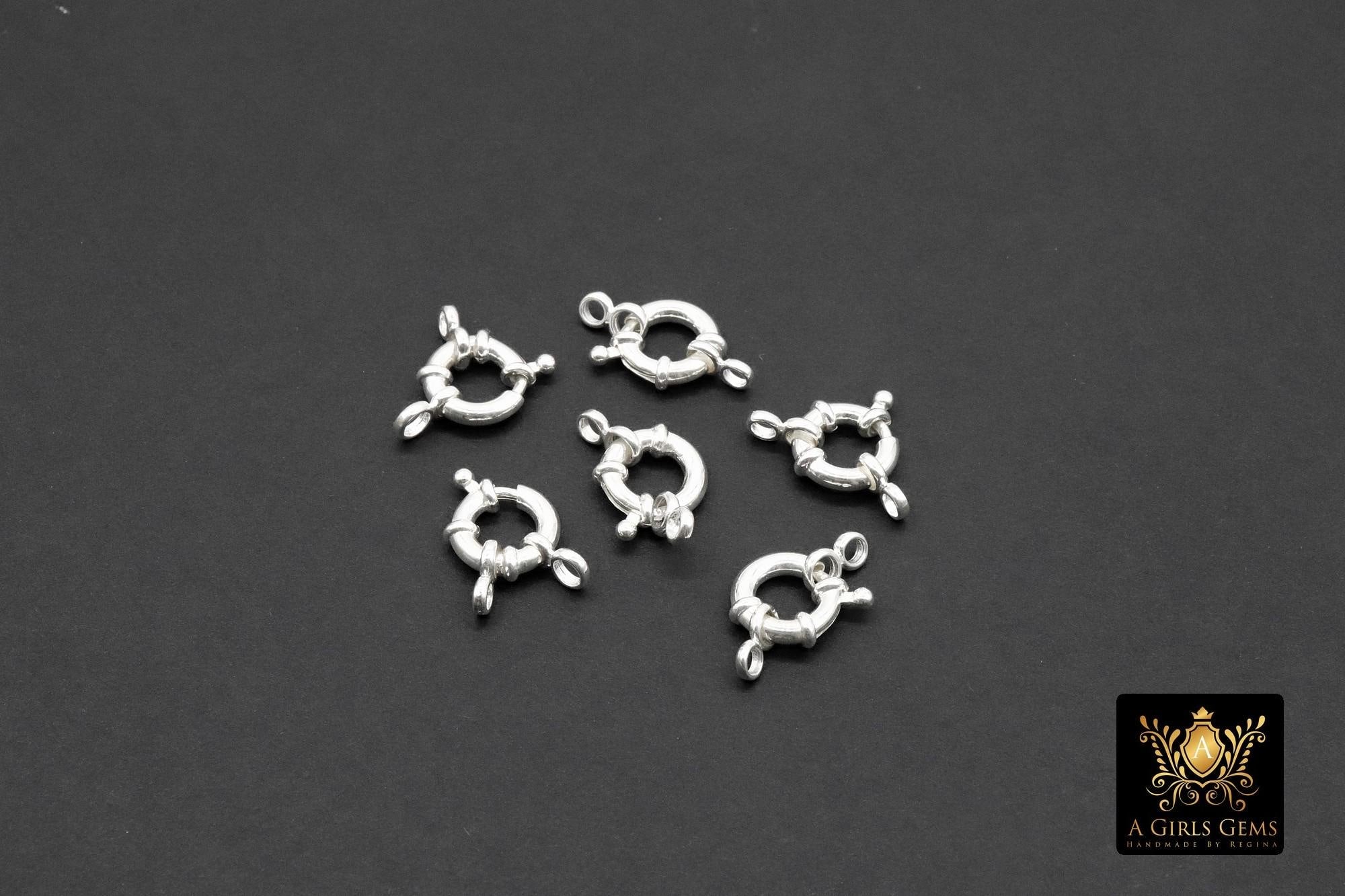 925 Sterling Silver Spring Ring Clasps, 11 mm Bolt Clasp # 2534, Thick 3.4 mm Sailor Clips