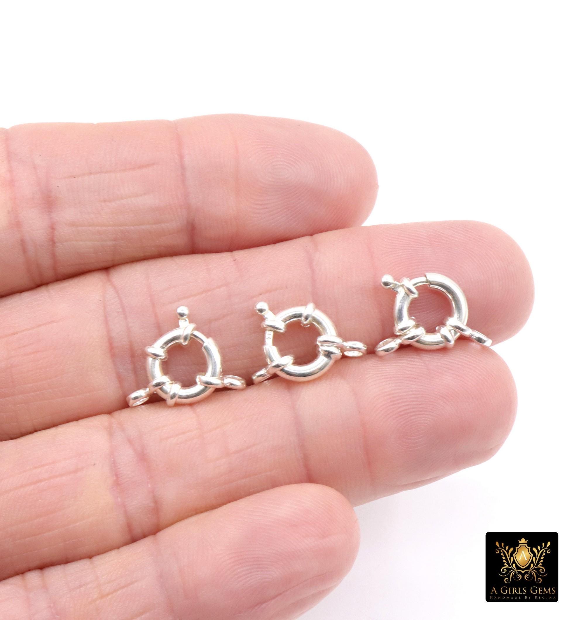 Small 925 Sterling Silver Spring Ring Clasps, 11 mm Bolt Clasp, Thick 3.4 mm Sailor Clips, Removable Figure 8 Ring, Closed Loop Ends