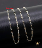 14 K Gold Filled Bar Mixed Metal Chain, 1.6 mm Two Tone 925 Sterling Silver Cable CH# 897, 4.8 mm or 6.5mm