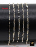 14 K Gold Filled Bar Mixed Metal Chain, 1.6 mm Two Tone 925 Sterling Silver Cable CH# 897, 4.8 mm or 6.5mm
