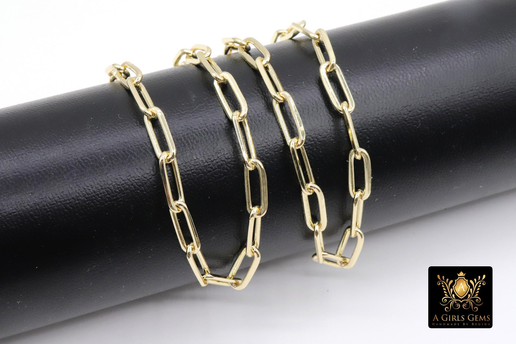 Faceted Gold Link Chain, Paperclip Rectangle Chains CH # 231, Large Oval Cable