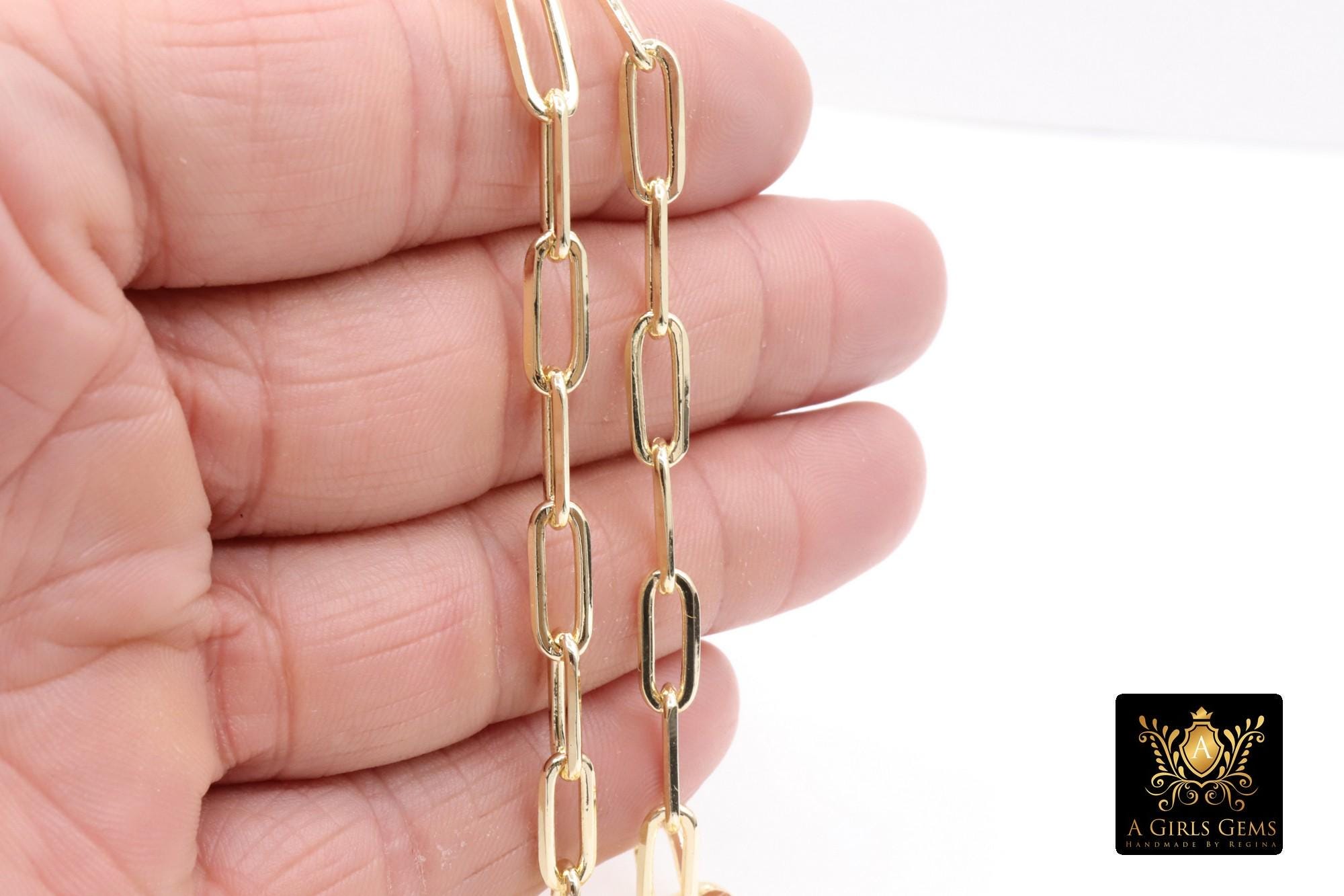 Faceted Gold Link Chain, Paperclip Rectangle Chains CH # 231, Large Oval Cable