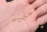14 K Gold Filled Dap Bar Extender with Three 4 mm CZ Charms, 925 Sterling Silver Dap Bar Charms Extender Chains