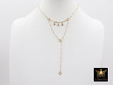 14 K Gold Filled Dap Bar Extender with Three 4 mm CZ Charms, 925 Sterling Silver Dap Bar Charms Extender Chains