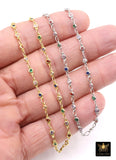 3 mm CZ Dainty Gold Chain, By The Foot, By The Yard, Silver Rainbow Mixed Cubic Zirconia, Rose Gold Chains