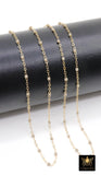 14 K Gold Filled Dainty Beaded Satellite Chain, 2 mm Beaded Gold Chains CH# 924, By Foot Unfinished Cable
