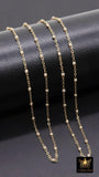 14 K Gold Filled Dainty Beaded Satellite Chain, 2 mm Beaded Gold Chains CH# 924, By Foot Unfinished Cable