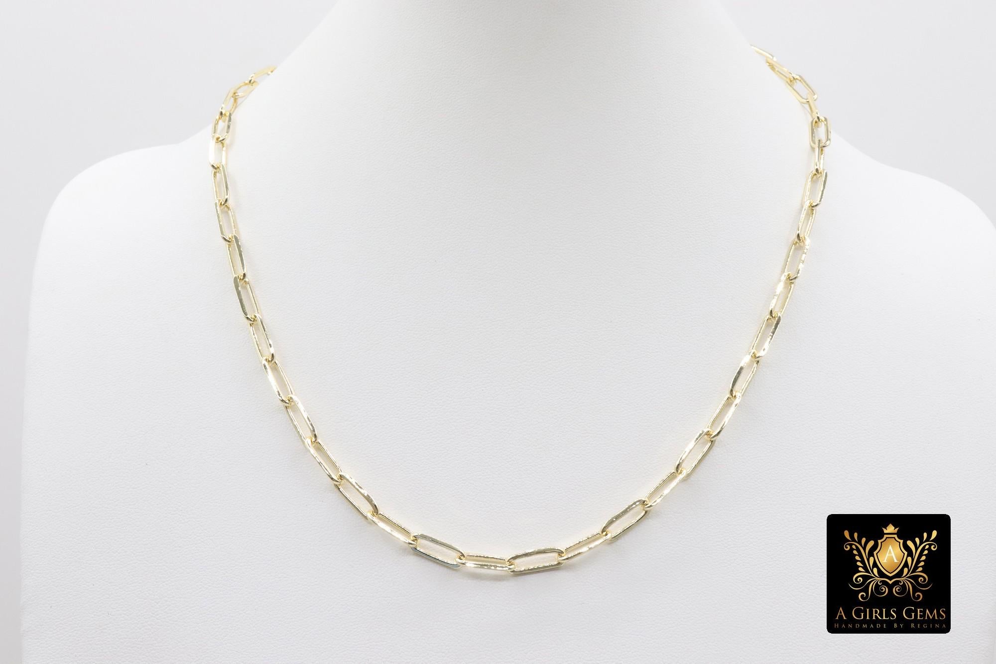 Faceted Gold Link Chain, Paperclip Rectangle Chains CH # 231, Large Oval Cable