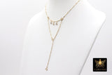 14 K Gold Filled Dap Bar Extender with Three 4 mm CZ Charms, 925 Sterling Silver Dap Bar Charms Extender Chains
