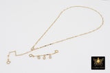 14 K Gold Filled Dap Bar Extender with Three 4 mm CZ Charms, 925 Sterling Silver Dap Bar Charms Extender Chains