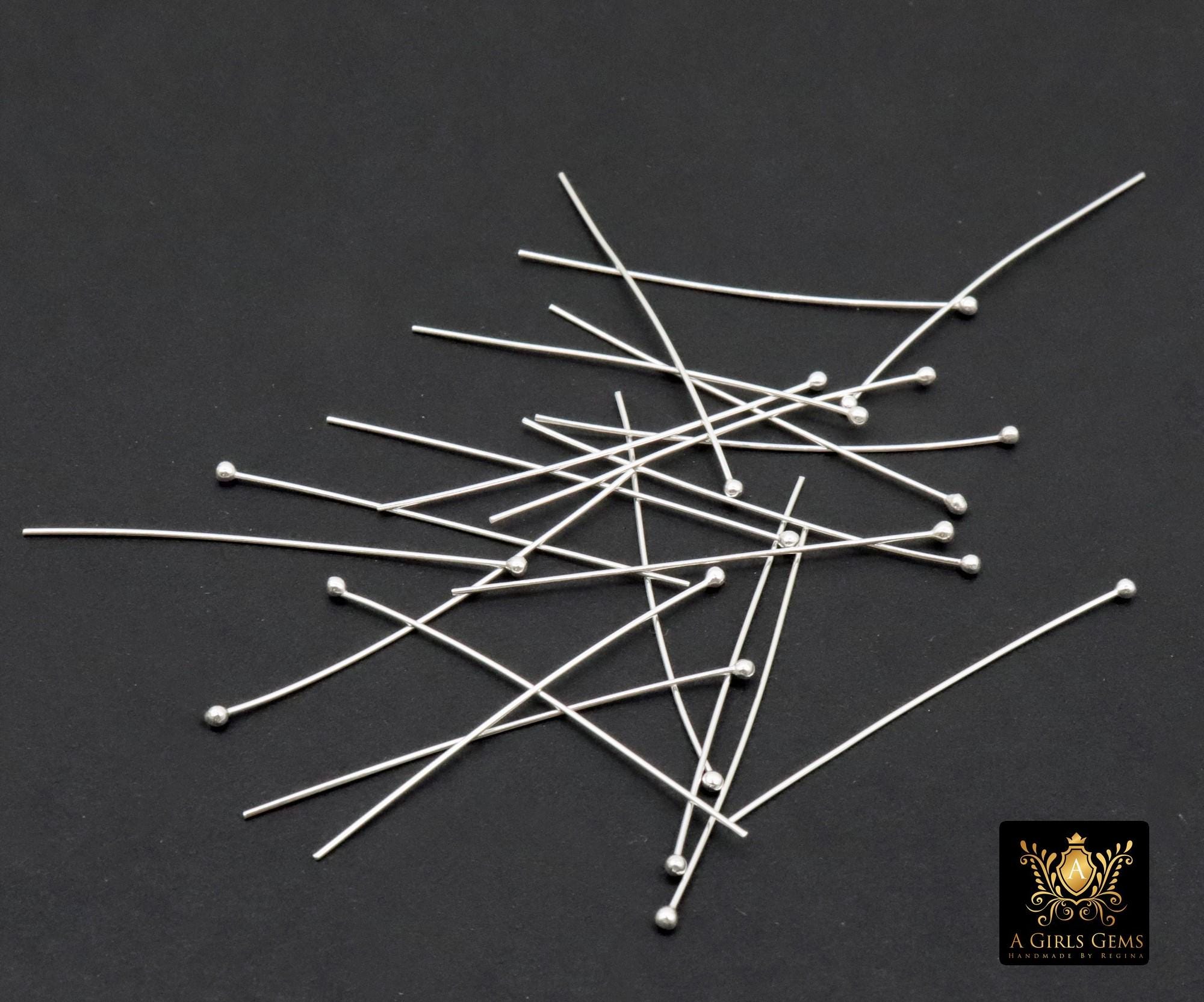 925 Sterling Silver Ball End Headpins, 14 20 Long Wire Round Ball Pins for Bead Inserts, AG 3517 1.5 Inch long 1.5 mm Head