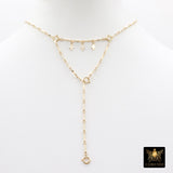 14 K Gold Filled Dap Bar Extender with Three 6 mm Cross Charms, 925 Sterling Silver Dap Bar Charms Extender Chains