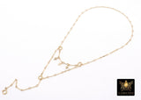 14 K Gold Filled Dap Bar Extender with Three 6 mm Cross Charms, 925 Sterling Silver Dap Bar Charms Extender Chains