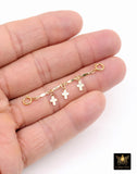 14 K Gold Filled Dap Bar Extender with Three 6 mm Cross Charms, 925 Sterling Silver Dap Bar Charms Extender Chains