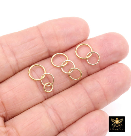 14 K Gold Filled 3 Ring and 2 Ring Infinity Rings, 925 Sterling Silver Soldered Linking Rings