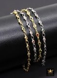 3mm Gold Mixed CZ Chain By The Yard, Silver Genuine Cubic Zirconia Chain CH# 560, By The Foot