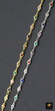 3mm Gold Mixed CZ Chain By The Yard, Silver Genuine Cubic Zirconia Chain CH# 560, By The Foot