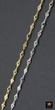 3 mm CZ Dainty Gold Chain, By The Foot, By The Yard, Silver Rainbow Mixed Cubic Zirconia, Rose Gold Chains