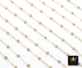 14 K Gold Filled Dainty Beaded Satellite Chain, 2 mm Beaded Gold Chains CH# 924, By Foot Unfinished Cable