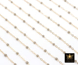 14 K Gold Filled Dainty Beaded Satellite Chain, 2 mm Beaded Gold Chains CH# 924, By Foot Unfinished Cable