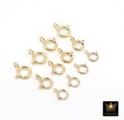 14 K Gold Filled Spring Ring 7.0 mm Clasps, 6.0 mm Jewelry Findings # 2118, 8.0 mm Stamped 14 20 with Open Loop