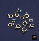 14 K Gold Filled Spring Ring 7.0 mm Clasps, 6.0 mm Jewelry Findings # 2118, 8.0 mm Stamped 14 20 with Open Loop